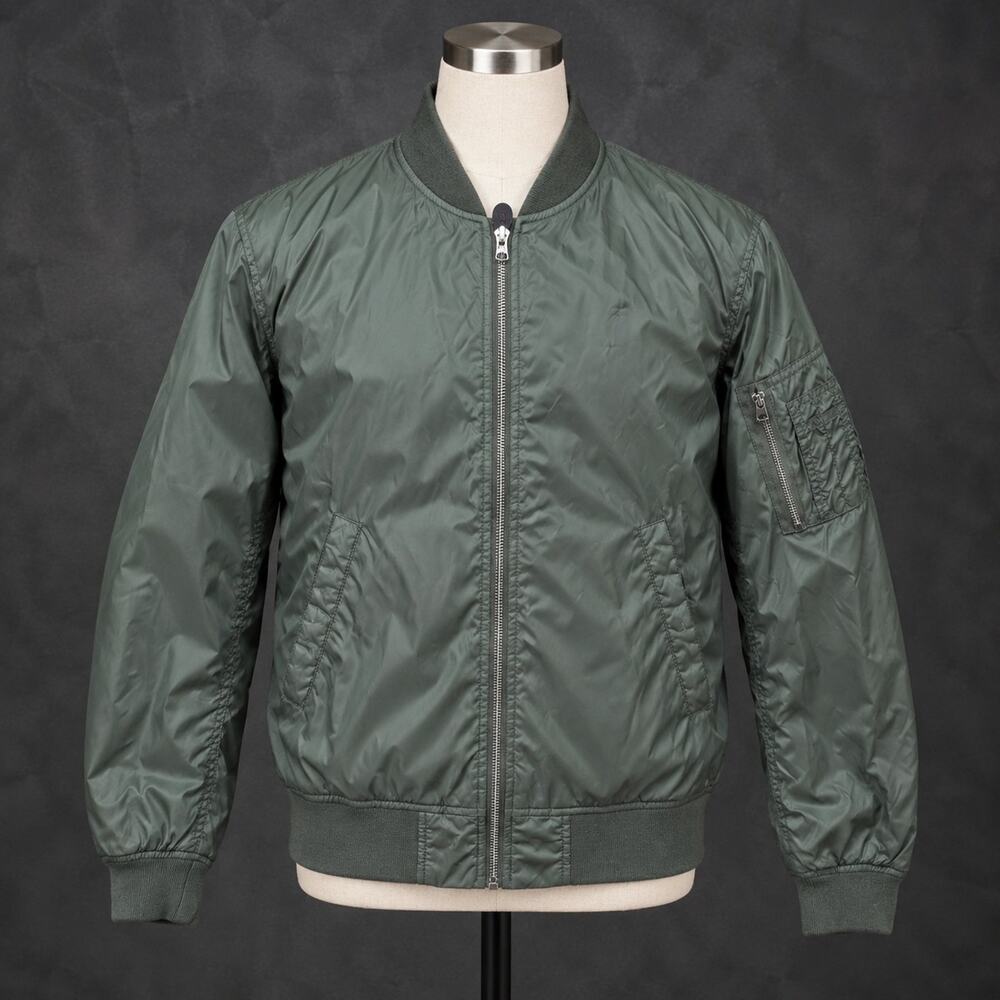 UNIQLO Mens MA-1 Bomber Flight Jacket Olive Green Full Zip Large